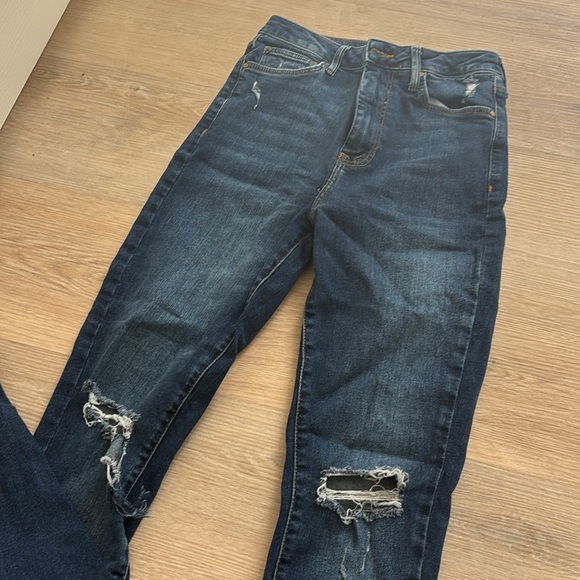 Forever 21 Ripped Dark Blue Skinny Jeans - Picture 2 of 3